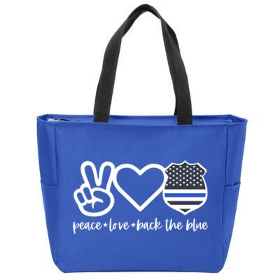 Peace Love Back The Blue Defend Support Police Officer Gift Zip Tote Bag