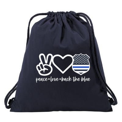 Peace Love Back The Blue Defend Support Police Officer Gift Drawstring Bag