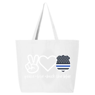 Peace Love Back The Blue Defend Support Police Officer Gift 25L Jumbo Tote