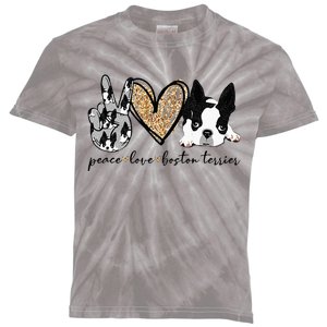 Peace Love Boston Terrier Funny Boston Terrier Lover Dog Mom Kids Tie-Dye T-Shirt