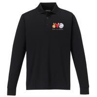 Peace Love Baseball Player  Baseball Fan Baseball Performance Long Sleeve Polo