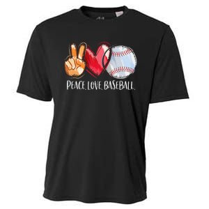 Peace Love Baseball Player  Baseball Fan Baseball Cooling Performance Crew T-Shirt