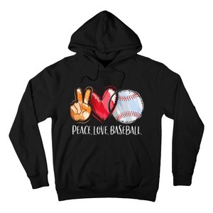 Peace Love Baseball Player  Baseball Fan Baseball Hoodie