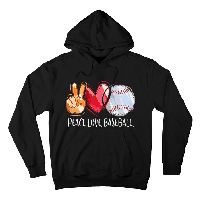 Peace Love Baseball Player  Baseball Fan Baseball Hoodie