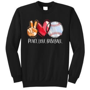 Peace Love Baseball Player  Baseball Fan Baseball Sweatshirt