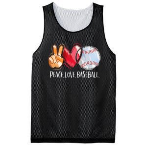 Peace Love Baseball Player  Baseball Fan Baseball Mesh Reversible Basketball Jersey Tank