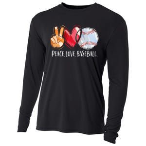 Peace Love Baseball Player  Baseball Fan Baseball Cooling Performance Long Sleeve Crew