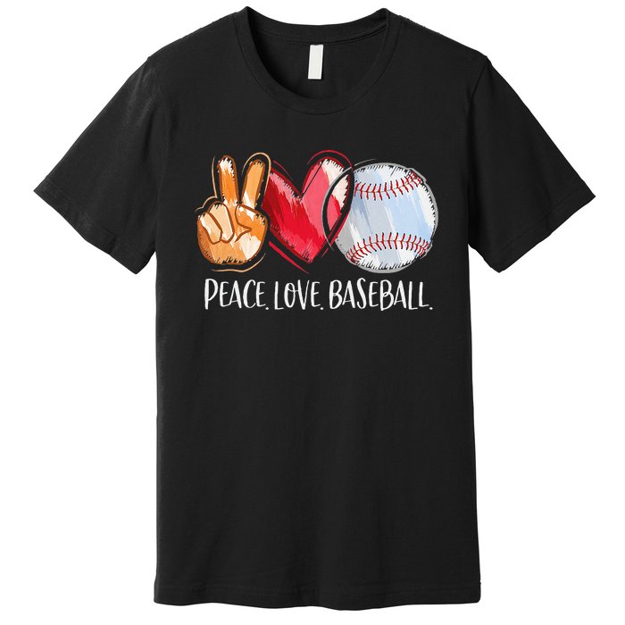 Peace Love Baseball Player  Baseball Fan Baseball Premium T-Shirt