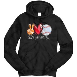 Peace Love Baseball Player  Baseball Fan Baseball Tie Dye Hoodie