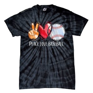 Peace Love Baseball Player  Baseball Fan Baseball Tie-Dye T-Shirt