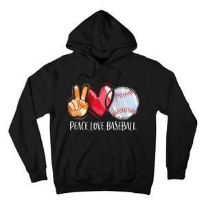 Peace Love Baseball Player  Baseball Fan Baseball Tall Hoodie