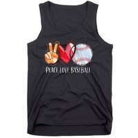 Peace Love Baseball Player  Baseball Fan Baseball Tank Top