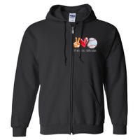 Peace Love Baseball Player  Baseball Fan Baseball Full Zip Hoodie