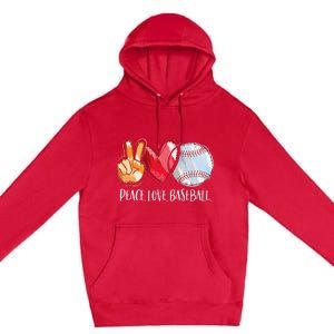 Peace Love Baseball Player  Baseball Fan Baseball Premium Pullover Hoodie