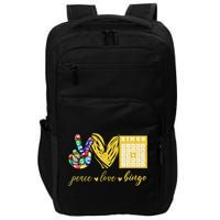 Peace Love Bingo Grandma Gambling Mothers Day Impact Tech Backpack