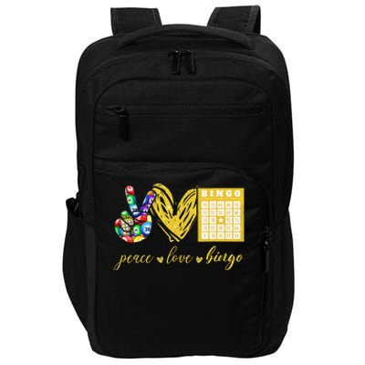 Peace Love Bingo Grandma Gambling Mothers Day Impact Tech Backpack