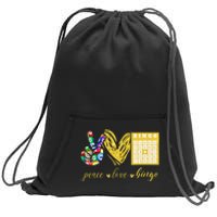 Peace Love Bingo Grandma Gambling Mothers Day Sweatshirt Cinch Pack Bag