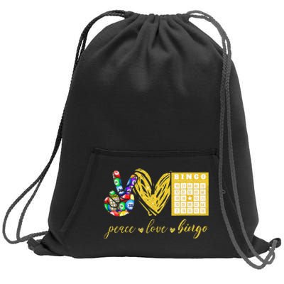 Peace Love Bingo Grandma Gambling Mothers Day Sweatshirt Cinch Pack Bag