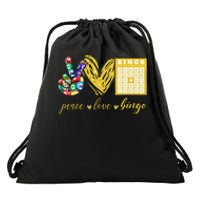 Peace Love Bingo Grandma Gambling Mothers Day Drawstring Bag