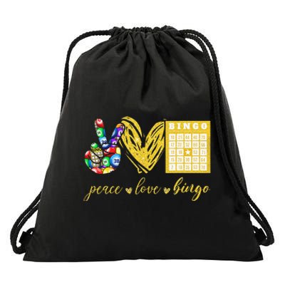 Peace Love Bingo Grandma Gambling Mothers Day Drawstring Bag