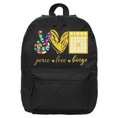 Peace Love Bingo Grandma Gambling Mothers Day 16 in Basic Backpack