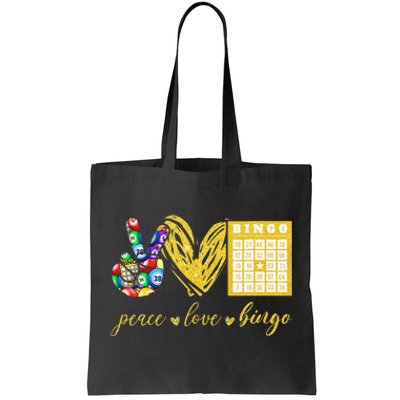 Peace Love Bingo Grandma Gambling Mothers Day Tote Bag