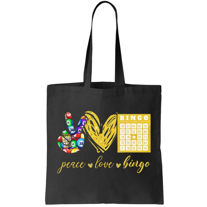 Peace Love Bingo Grandma Gambling Mothers Day Tote Bag