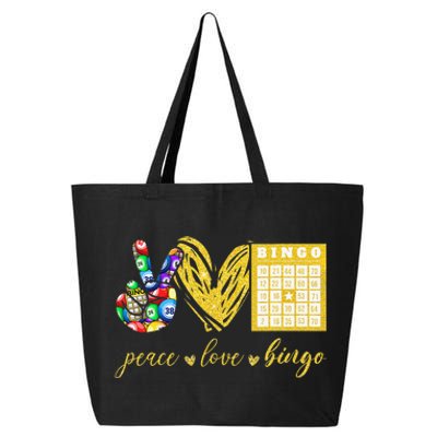 Peace Love Bingo Grandma Gambling Mothers Day 25L Jumbo Tote