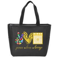 Peace Love Bingo Grandma Gambling Mothers Day Zip Tote Bag