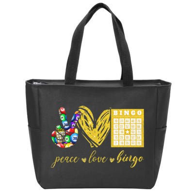 Peace Love Bingo Grandma Gambling Mothers Day Zip Tote Bag