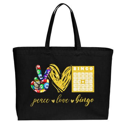 Peace Love Bingo Grandma Gambling Mothers Day Cotton Canvas Jumbo Tote