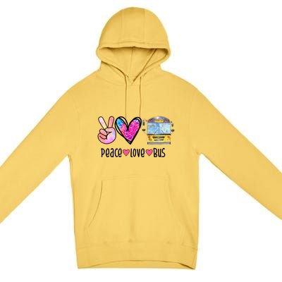 Peace Love Bus Gift For Bus Driver Premium Pullover Hoodie