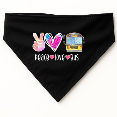 Peace Love Bus Gift For Bus Driver USA-Made Doggie Bandana