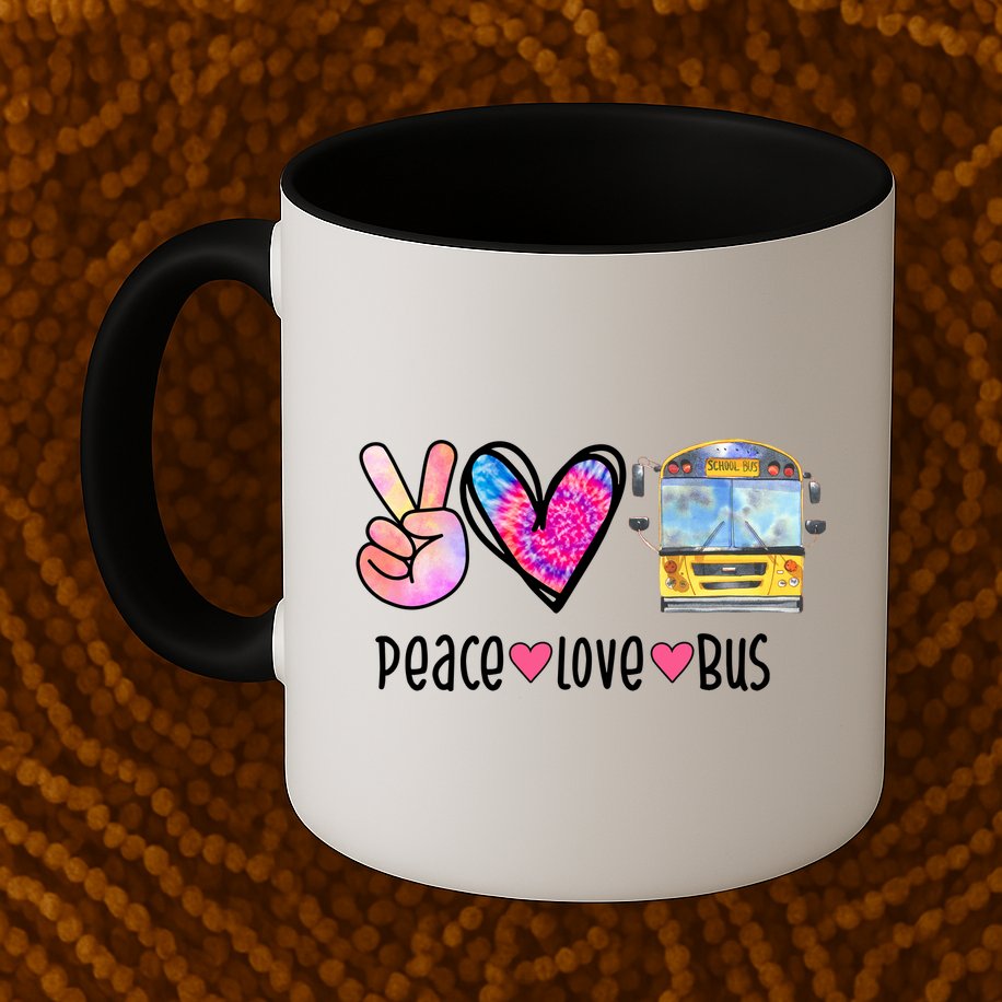 Peace Love Bus Gift For Bus Driver Mug