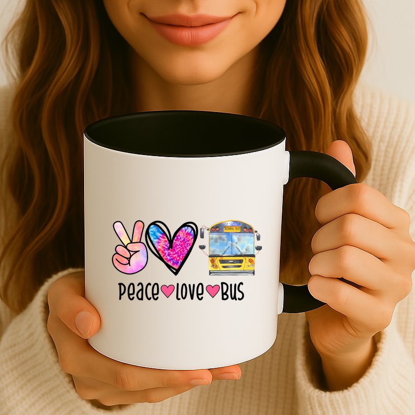 Peace Love Bus Gift For Bus Driver Mug