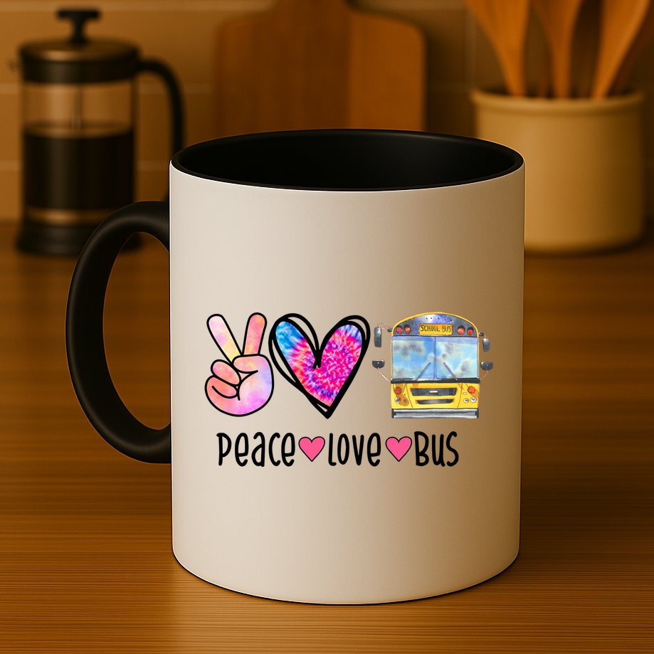Peace Love Bus Gift For Bus Driver Mug