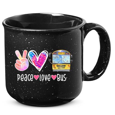 Peace Love Bus Gift For Bus Driver 15oz Campfire Ceramic Mug
