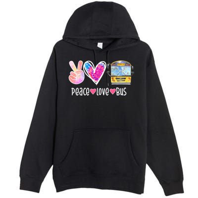 Peace Love Bus Gift For Bus Driver Premium Pullover Hoodie