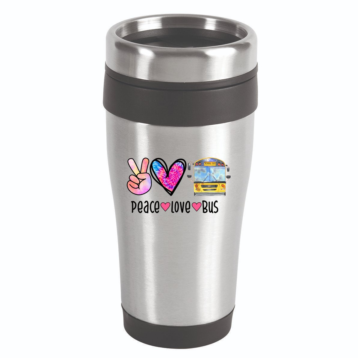 Peace Love Bus Gift For Bus Driver 16oz Travel Tumbler