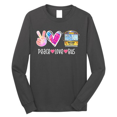 Peace Love Bus Gift For Bus Driver Long Sleeve Shirt