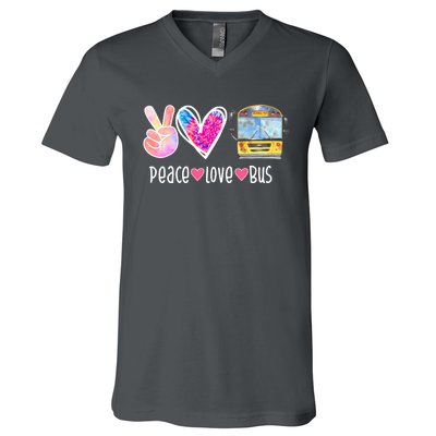 Peace Love Bus Gift For Bus Driver V-Neck T-Shirt