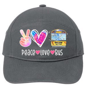 Peace Love Bus Gift For Bus Driver 7-Panel Snapback Hat