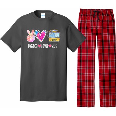 Peace Love Bus Gift For Bus Driver Pajama Set