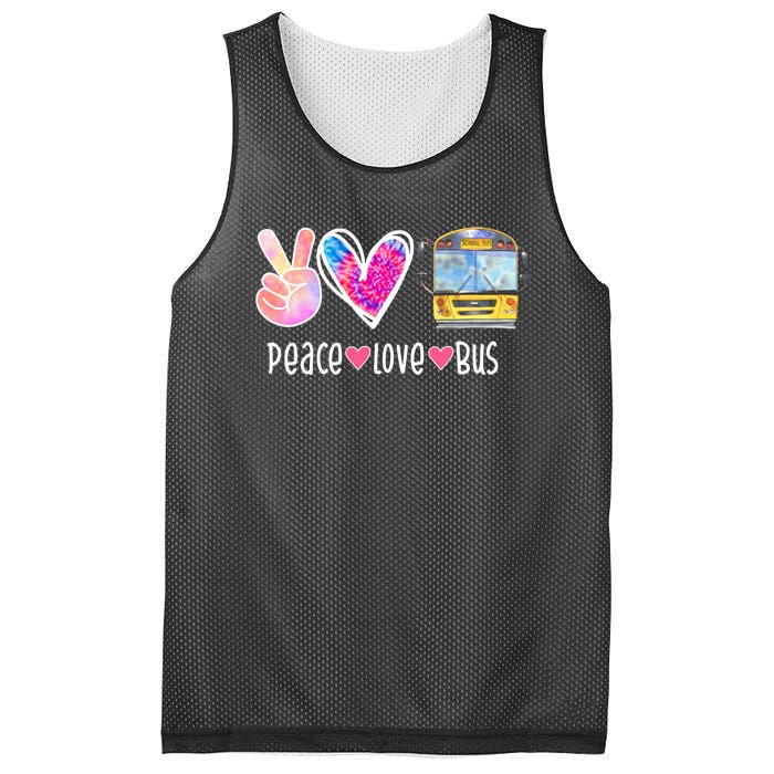 Peace Love Bus Gift For Bus Driver Mesh Reversible Basketball Jersey Tank