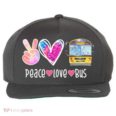 Peace Love Bus Gift For Bus Driver Wool Snapback Cap