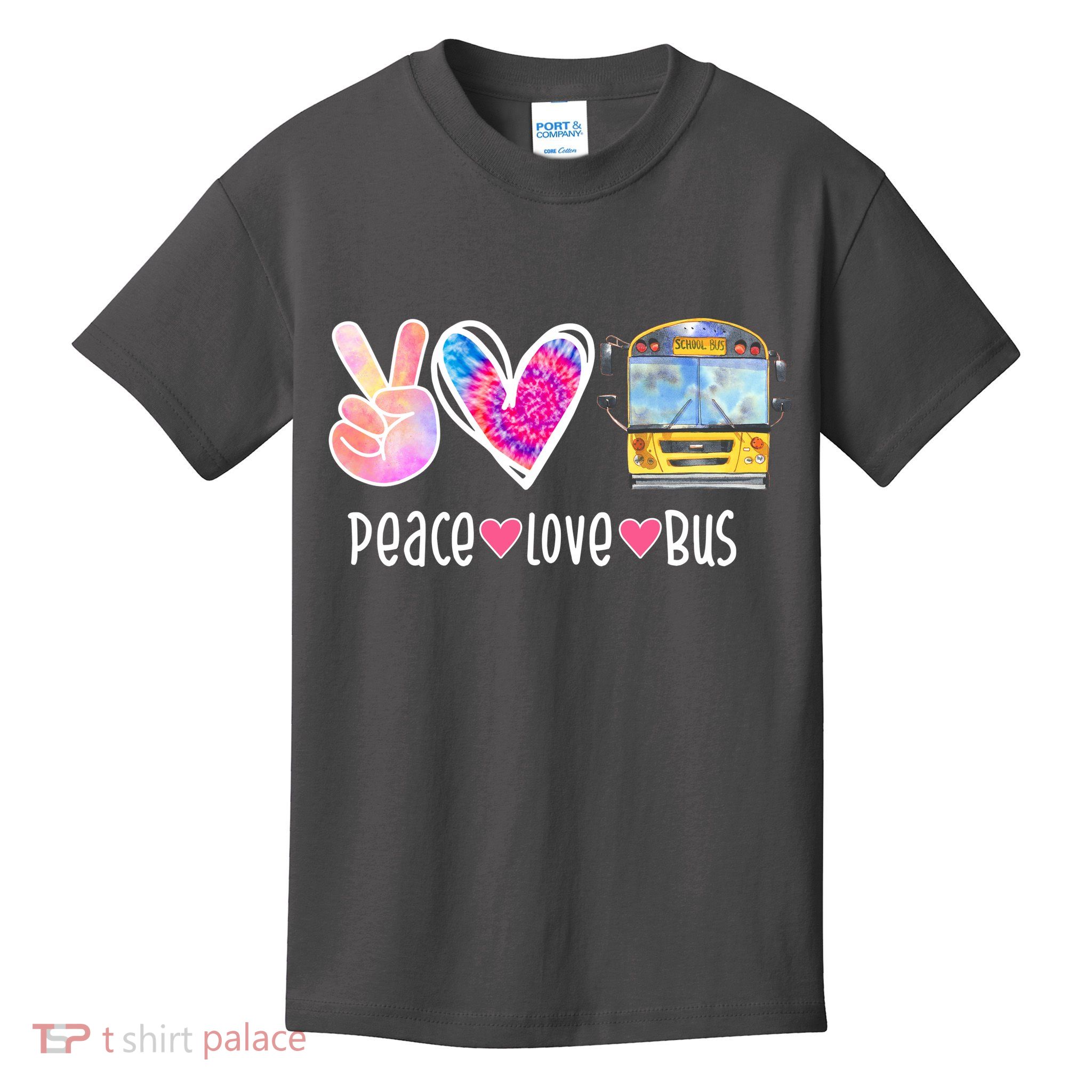 Peace Love Bus Gift For Bus Driver Kids T-Shirt