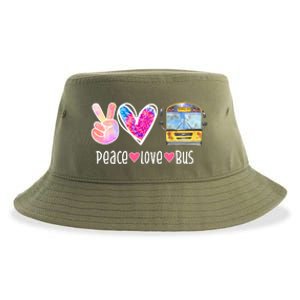 Peace Love Bus Gift For Bus Driver Sustainable Bucket Hat