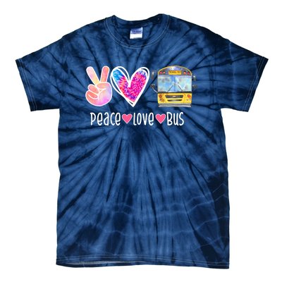 Peace Love Bus Gift For Bus Driver Tie-Dye T-Shirt