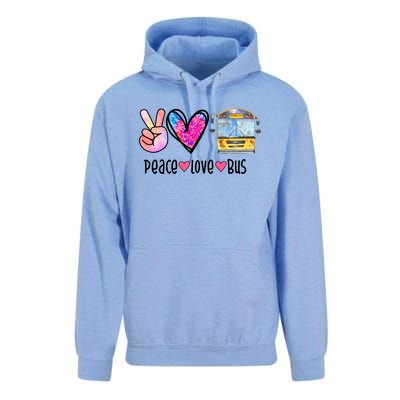 Peace Love Bus Gift For Bus Driver Unisex Surf Hoodie