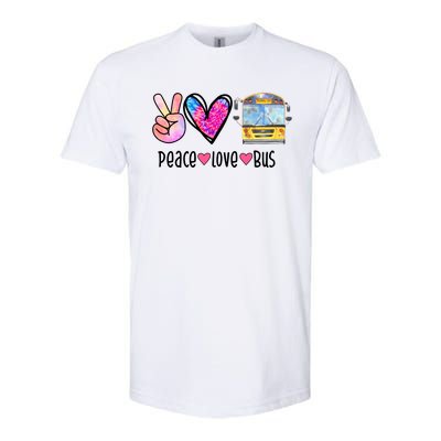 Peace Love Bus Gift For Bus Driver Softstyle CVC T-Shirt